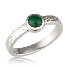 Jade Bezel Hammered Engagement Ring